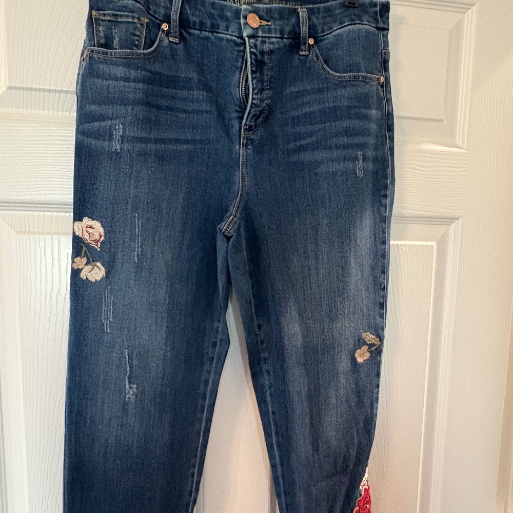 Chico's So Slimming Girlfriend Ankle Embellished Jeans